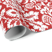 William Morris Floral Damask, Deep Red und White Geschenkpapier (Rolleneckpunkt)