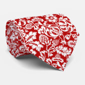 William Morris Floral Damask, Deep Red und White Krawatte (Gerollt)