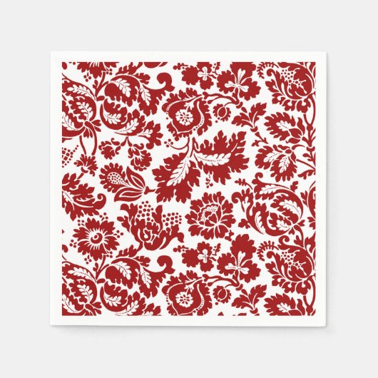 William Morris Floral Damask, Deep Red und White Serviette (Vorderseite)