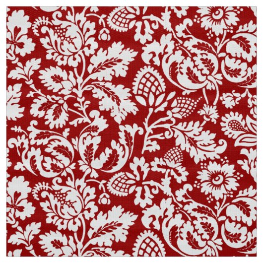 William Morris Floral Damask, Deep Red und White Stoff (Muster)