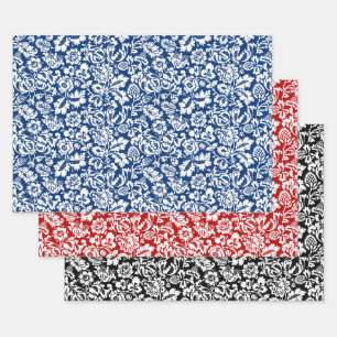 William Morris Floral Damask, Deep Shades Wrapping Geschenkpapier Set