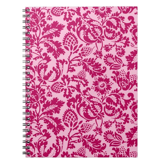 William Morris Floral Damask, Fuchsia und Pink Notizblock (Vorderseite)