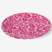 William Morris Floral Damask, Fuchsia und Pink Pappteller (Schrägansicht)