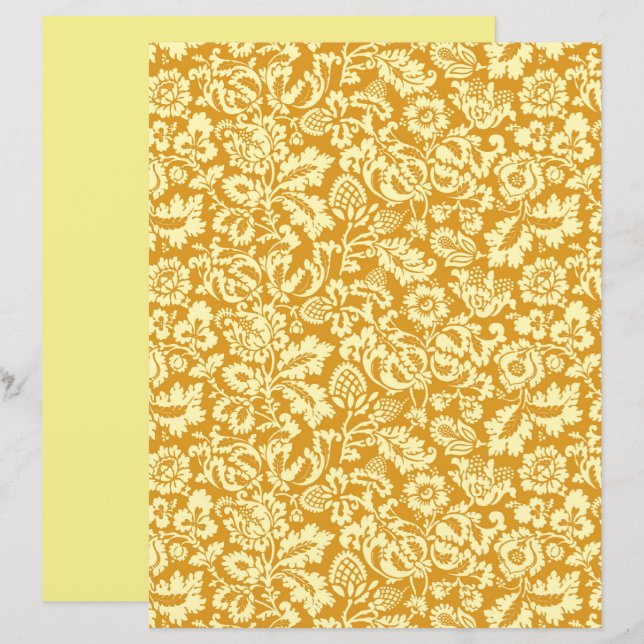 William Morris Floral Damask, Mustard Yellow (Vorne/Hinten)