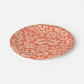 William Morris Floral Damask, Peach und Coral Pappteller (Schrägansicht)
