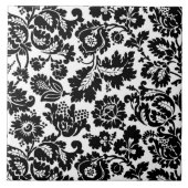 William Morris Floral Damask, Schwarz auf Weiß Fliese (Vorderseite)