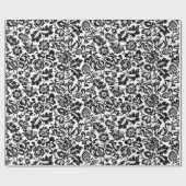 William Morris Floral Damask, Schwarz auf Weiß Geschenkpapier (Flach)