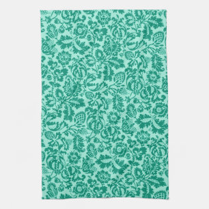 William Morris Floral Damask, Türkis und Aqua Geschirrtuch