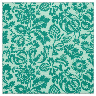 William Morris Floral Damask, Türkis und Aqua Stoff