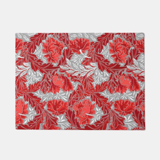 William Morris Floral, Deep Red und Gray / Grau Fußmatte (Vorderseite)