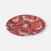 William Morris Floral, Deep Red und Gray / Grau Pappteller (Schrägansicht)