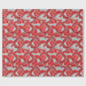 William Morris Floral, Deep Red und Silver Gray Geschenkpapier (Flach)