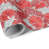 William Morris Floral, Deep Red und Silver Gray Geschenkpapier (Rolleneckpunkt)
