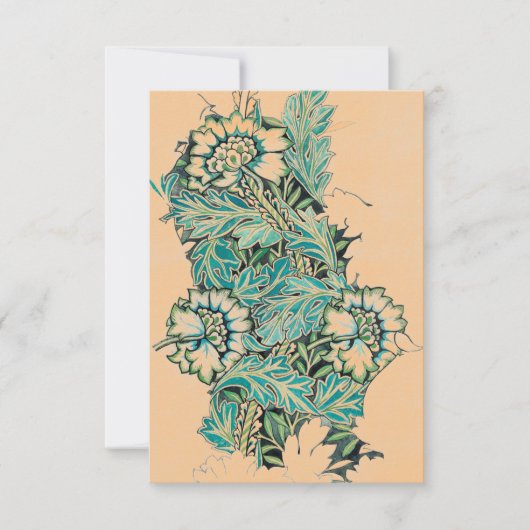 William Morris FLORAL DESIGN PEACH FLAT NOTE CARD Karte (Vorderseite)