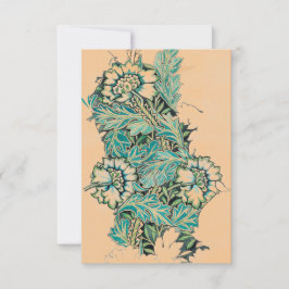 William Morris FLORAL DESIGN PEACH FLAT NOTE CARD Karte