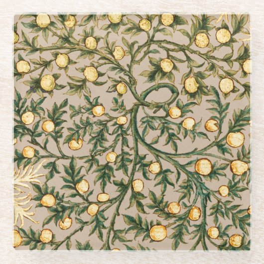 William Morris Floral Fruit Garden Blume Classic Glasuntersetzer (Vorderseite)
