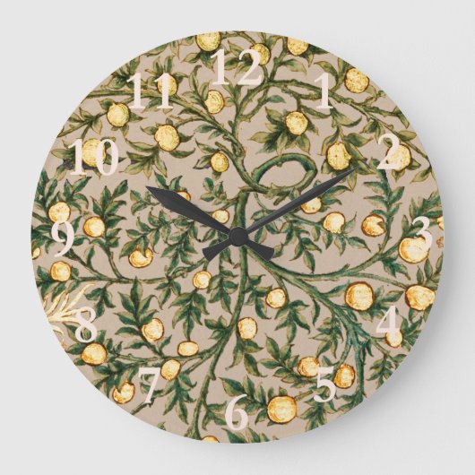 William Morris Floral Fruit Garden Blume Classic Große Wanduhr (Vorderseite)