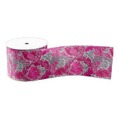 William Morris Floral, Fuchsia Pink & Silver Grau Ripsband (Spule)