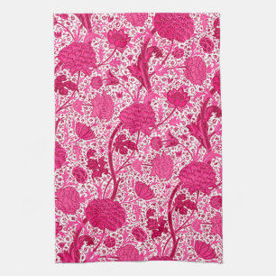 William Morris Floral, Fuchsia Pink und White Handtuch