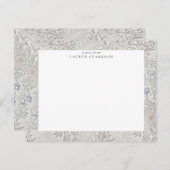 William Morris Floral Gray Stationery Note Card Einladung (Vorne/Hinten)