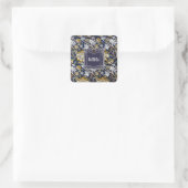 William Morris Floral Individuelle Name Chic Quadratischer Aufkleber (Tasche)