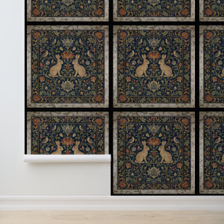 William Morris Floral Kaninchen-Patches Symmetrisc Tapete