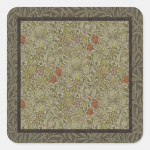 William Morris Floral lila willow art print design Quadratischer Aufkleber