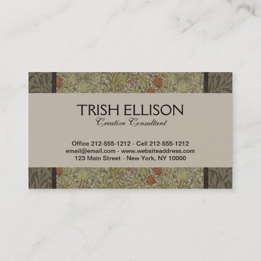 William Morris Floral lila willow art print design Visitenkarte (Rückseite)