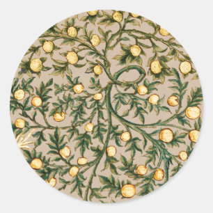 William Morris Floral Obstgarten-Blume Klassiker Runder Aufkleber