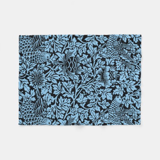 William Morris Floral Pattern Bird Anenome Fleecedecke (Vorderseite (Horizontal))