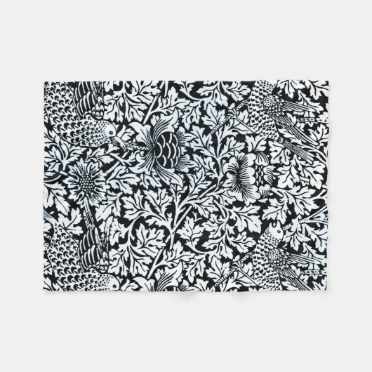 William Morris Floral Pattern Bird Anenome Fleecedecke (Vorderseite (Horizontal))
