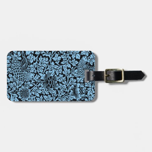 William Morris Floral Pattern Bird Anenome Gepäckanhänger (Vorderseite horizontal)