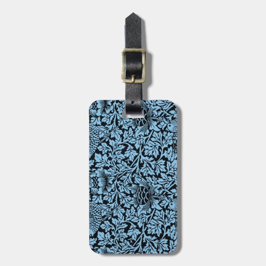 William Morris Floral Pattern Bird Anenome Gepäckanhänger (Vorderseite vertikal)