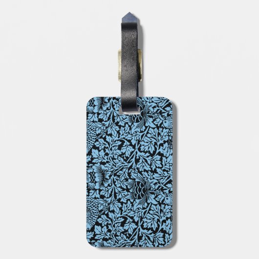 William Morris Floral Pattern Bird Anenome Gepäckanhänger (Rückseite vertikal)