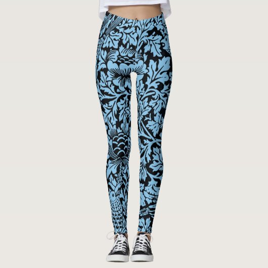 William Morris Floral Pattern Bird Anenome Leggings (Vorderseite)
