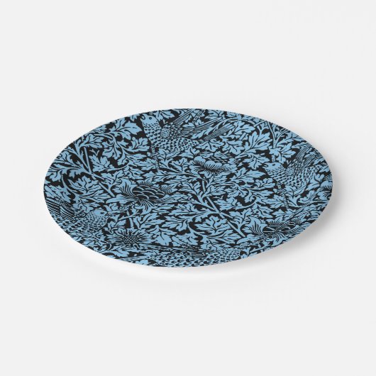 William Morris Floral Pattern Bird Anenome Pappteller (Schrägansicht)