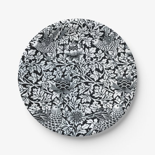 William Morris Floral Pattern Bird Anenome Pappteller (Vorderseite)