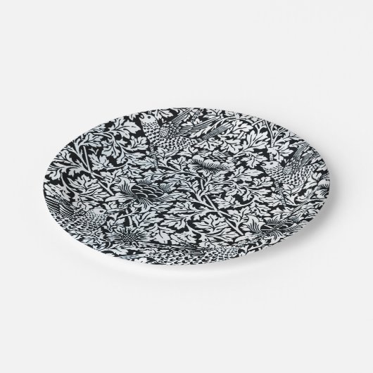 William Morris Floral Pattern Bird Anenome Pappteller (Schrägansicht)