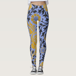 William Morris FLORAL PATTERN BLAU LEGGINGS