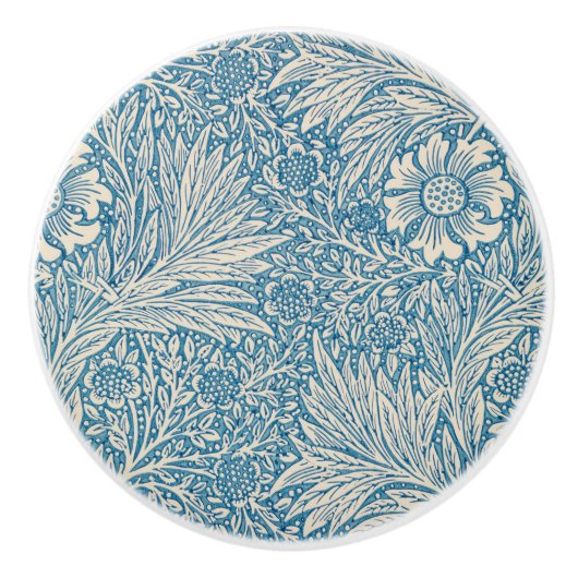 William Morris Floral Pattern Blume Blue White Keramikknauf (Vorderseite)
