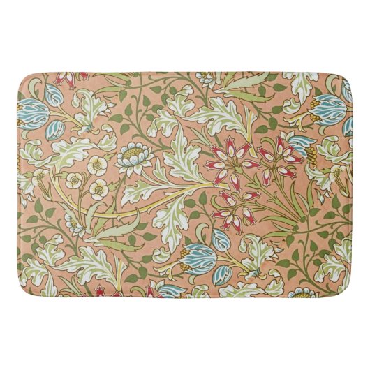 William Morris Floral Pattern Blume Pink Blue Badematte (Vorderseite)