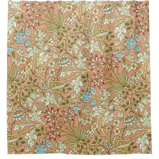 William Morris Floral Pattern Blume Pink Blue Duschvorhang (Vorderseite)