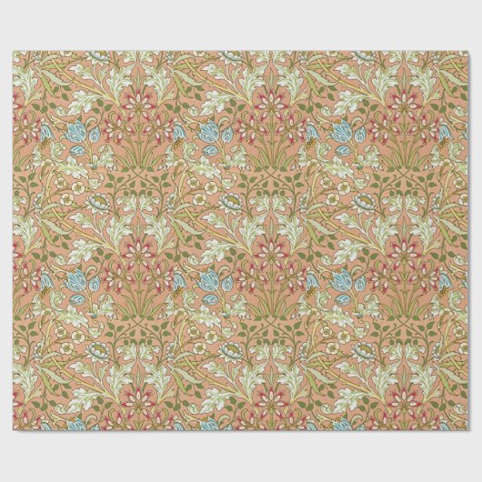 William Morris Floral Pattern Blume Pink Blue Geschenkpapier (Flach)