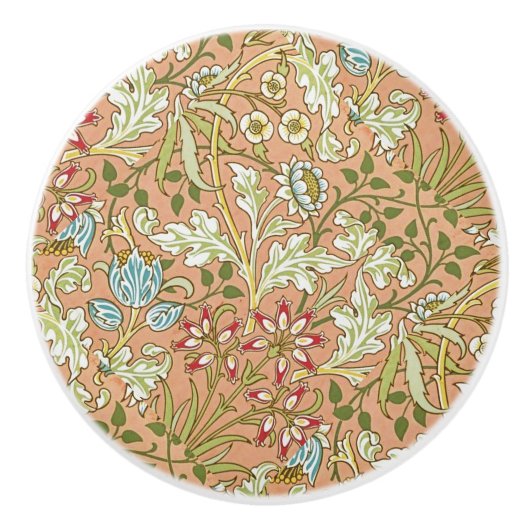 William Morris Floral Pattern Blume Pink Blue Keramikknauf (Vorderseite)