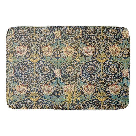 William Morris Floral Pattern Gold Turquoise Red Badematte (Vorderseite)