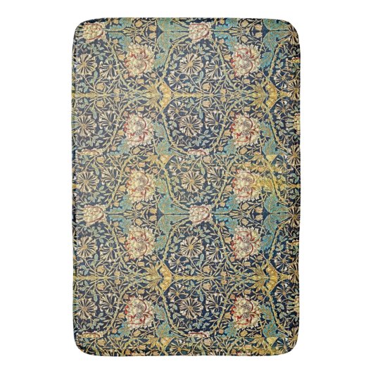 William Morris Floral Pattern Gold Turquoise Red Badematte (Vorderseite Vertikal)