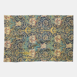 William Morris Floral Pattern Gold Turquoise Red Geschirrtuch