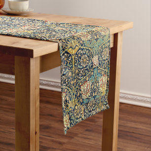William Morris Floral Pattern Gold Turquoise Red Großer Tischläufer