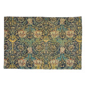 William Morris Floral Pattern Gold Turquoise Red Kissenbezug (Rückseite-Links)
