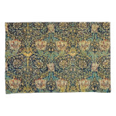 William Morris Floral Pattern Gold Turquoise Red Kissenbezug (Vorderseite-Rechts)